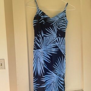 Blue and Black Palm Leaf Dress